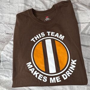 Cleveland Browns This Team Makes Me Drink Football Logo 3XL T-Shirt 100% Cotton